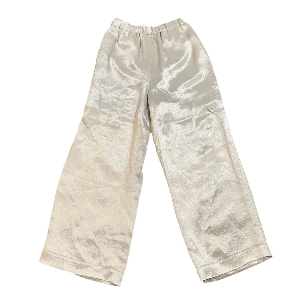 BEAMS Demi-Luxe Cream Satin Wide Leg Pants Size 36 - XS/S